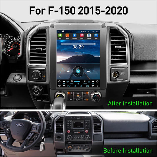 Autoradio Ford F150 2015-2020 Android 13 : écran tactile IPS 12,1", GPS, CarPlay sans fil, Android Auto filaire, commandes au volant, Bluetooth, WiFi.