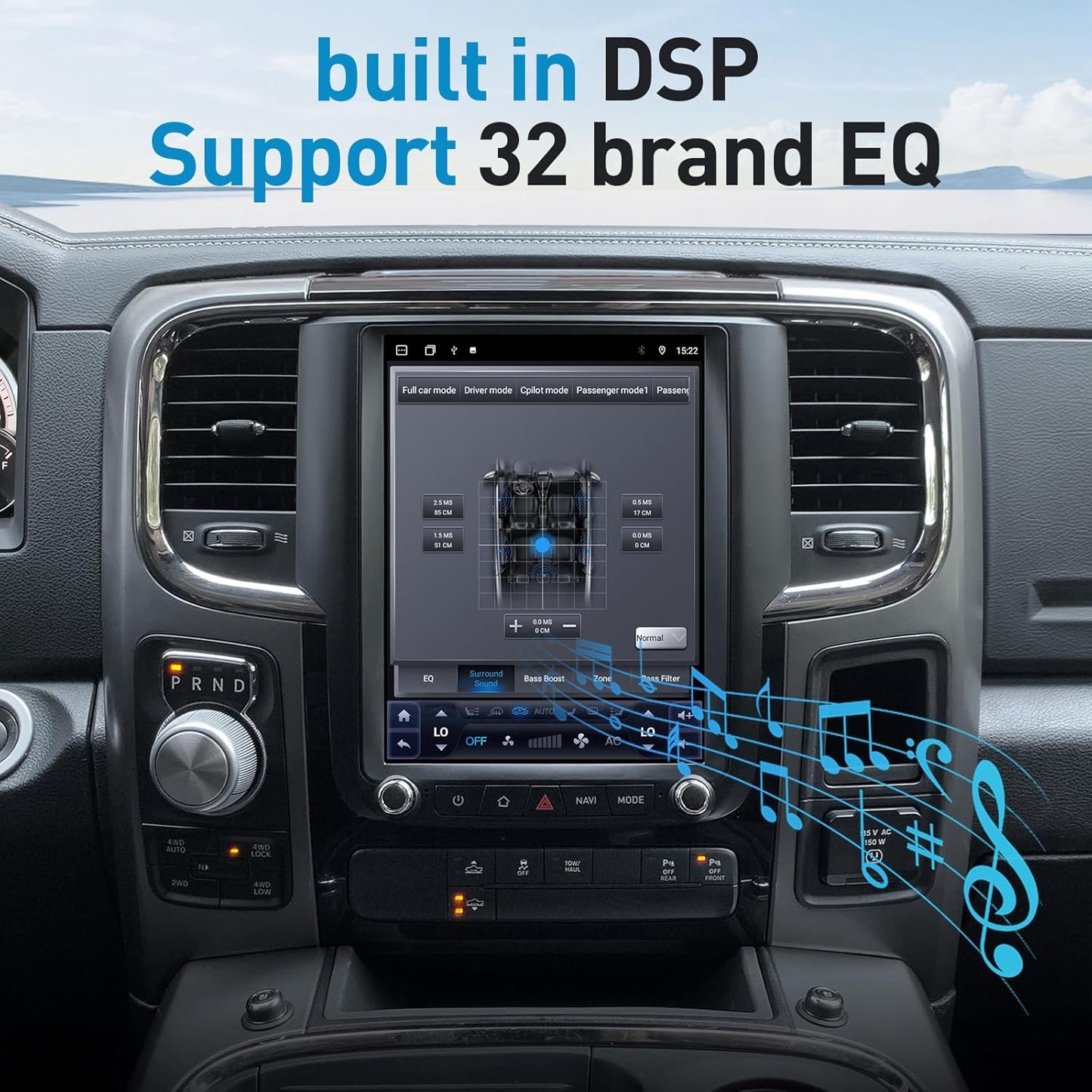Autoradio Android 12.0 pour Dodge Ram 1500/3500 (2013-2018) - Écran IPS 10,4'' de style T, GPS, CarPlay sans fil, Bluetooth, DSP, Android Auto, sortie fibre optique