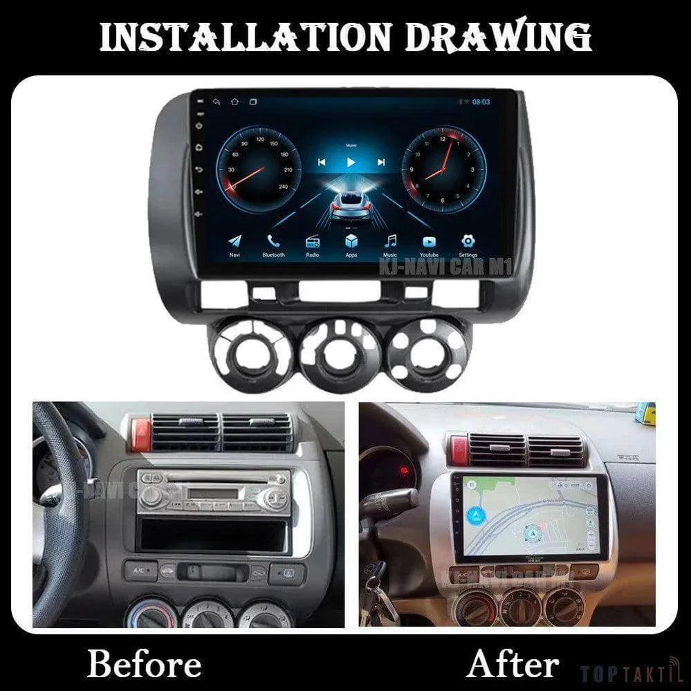 Autoradio Honda Jazz 2002 Fit - 6G-128 -Android 13 -Camera Hd 1080P | Android 14 | Écran Tactile | CarPlay | Bluetooth | GPS