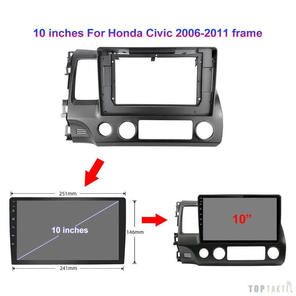 Autoradio Honda Civic 8 (2005-2012) 6G-128 Android 13 Double Enregistrement | Android 14 | Écran Tactile | CarPlay | Bluetooth | GPS