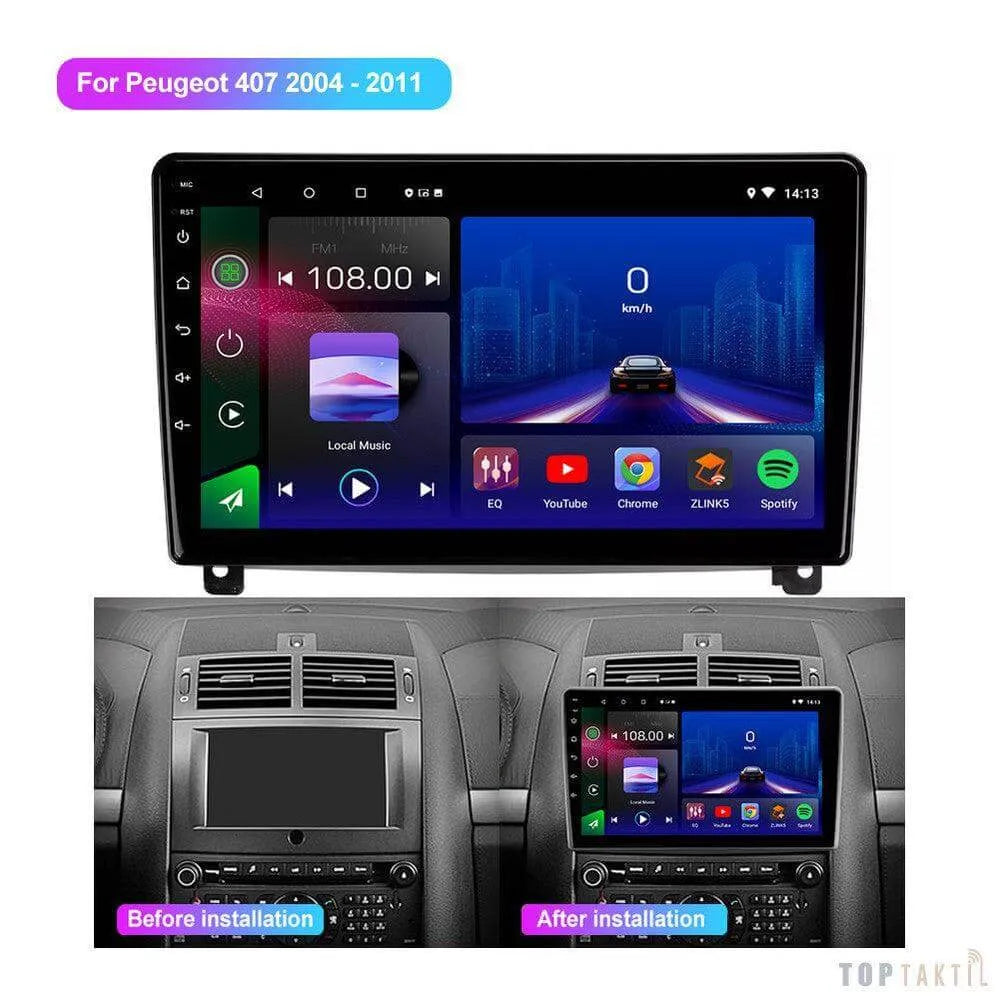 Autoradio Peugeot 407 6G-128 Android 13 | Android 14 | Écran Tactile | CarPlay | Bluetooth | GPS