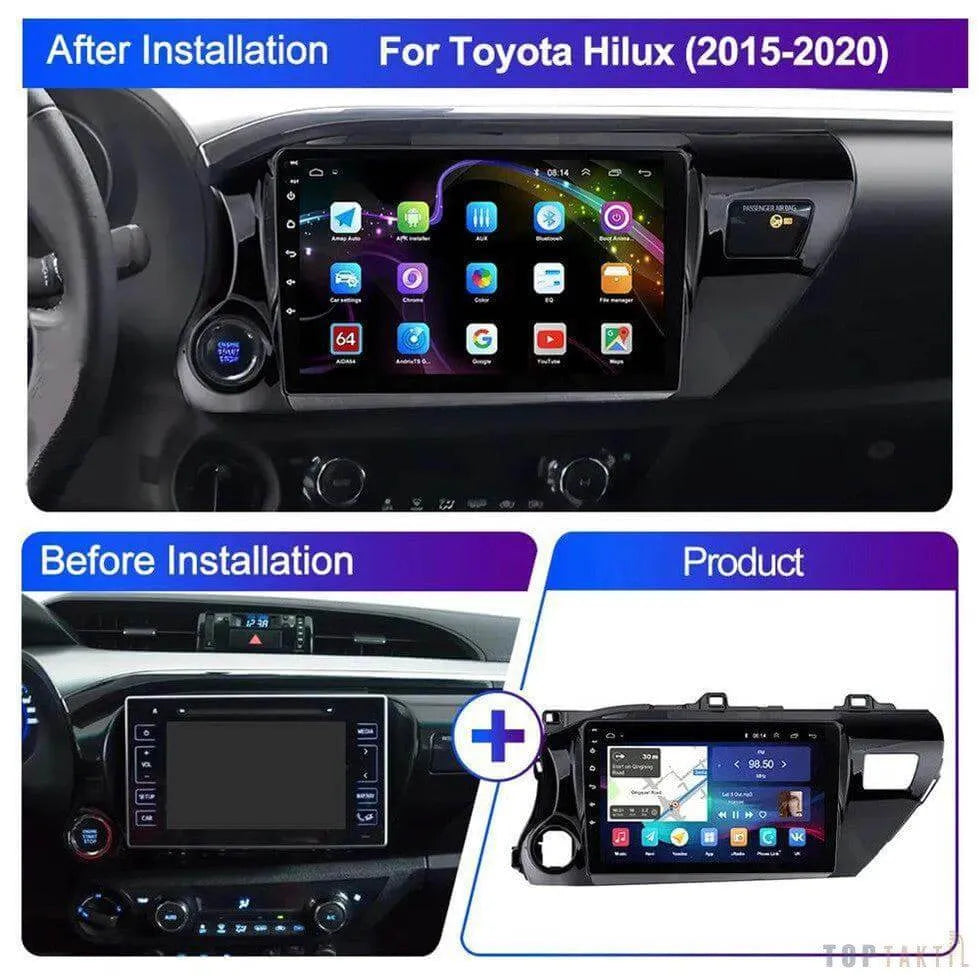 Autoradio Toyota Hilux -6G-128 - Android 13 -Double Enregistrement | Android 14 | Écran Tactile | CarPlay | Bluetooth | GPS