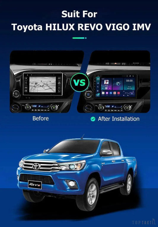 Autoradio Toyota Hilux -6G-128 - Android 13 -Double Enregistrement | Android 14 | Écran Tactile | CarPlay | Bluetooth | GPS