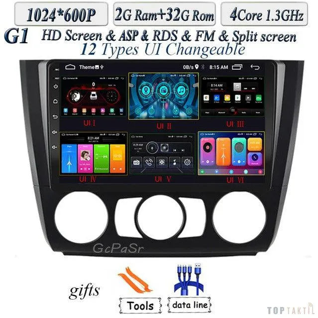 Autoradio Android 13//4G-64G-Bmw 1 Series E88 E82 E81 E87 2004-2012 | Android 14 | Écran Tactile | CarPlay | Bluetooth | GPS