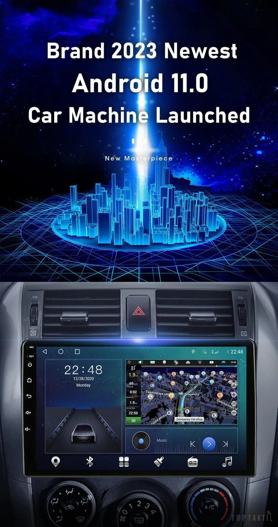 Autoradio Toyota Auris 2008-2011 Avec Carplay | Android 14 | Écran Tactile | Bluetooth | GPS