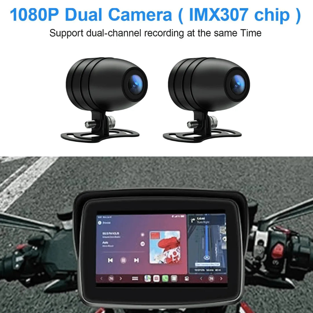 Écran Moto Jmance 5 Pouces Carplay Android Auto Sans Fil | Autoradio | Android 14 | Écran Tactile | Bluetooth | GPS