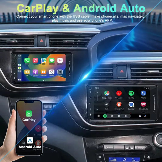 Jmance - Autoradio Android 13 Pour Toyota Carplay/Android Auto | Android 14 | Écran Tactile | Bluetooth | GPS