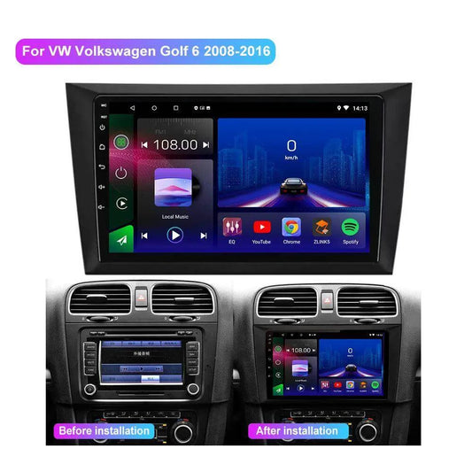 Autoradio Volkswagen Golf 6 6G-128 Double Enregistrement | Android 14 | Écran Tactile | CarPlay | Bluetooth | GPS
