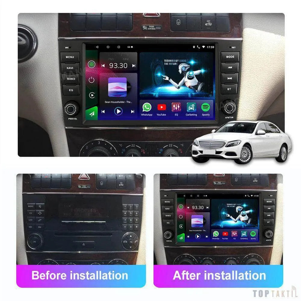 Mercedes C-Class W203 2004 2005 2006 2007 | Autoradio | Android 14 | Écran Tactile | CarPlay | Bluetooth | GPS