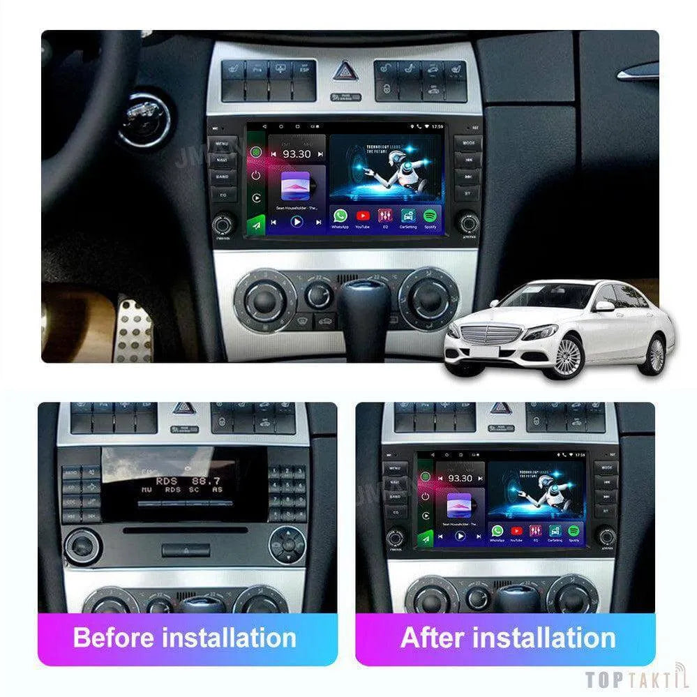 Mercedes C Class W209 2005 2006 | Autoradio | Android 14 | Écran Tactile | CarPlay | Bluetooth | GPS