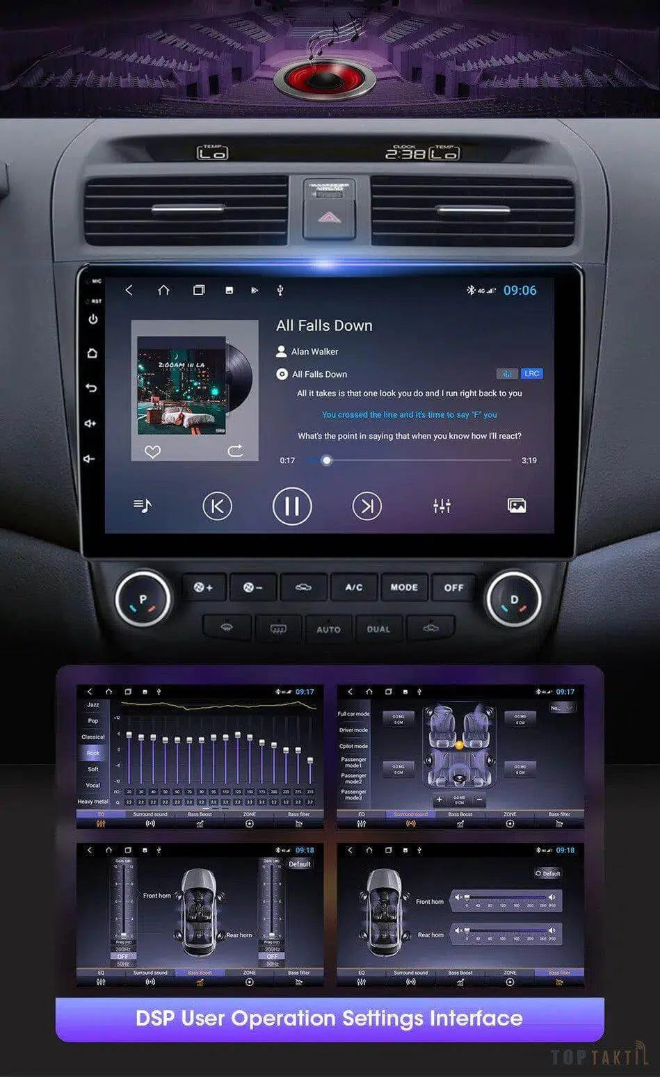 Poste Android Honda Accord 7 2003-2007 4G Double Record Caméra 4G/64 Carplay | Autoradio | Android 14 | Écran Tactile | Bluetooth | GPS