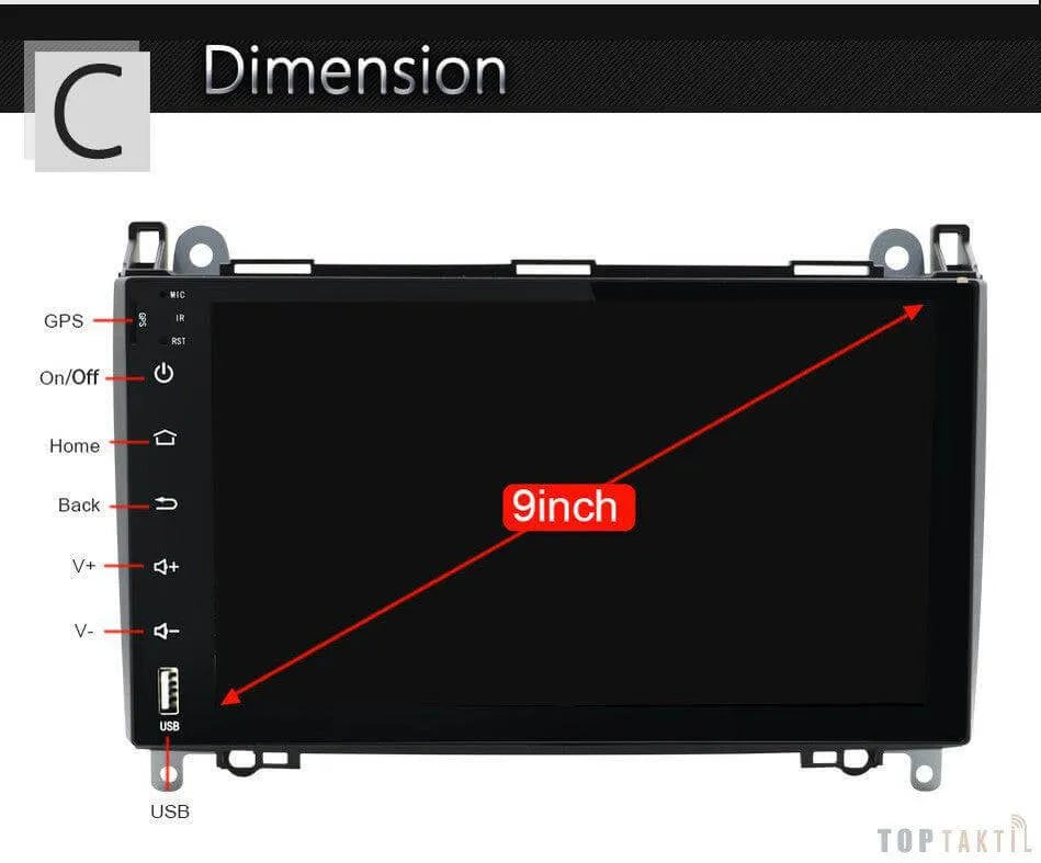 Poste Android Mercedes Sprinter/B200/Bclass/W245/B170/W169 | Autoradio | Android 14 | Écran Tactile | CarPlay | Bluetooth | GPS