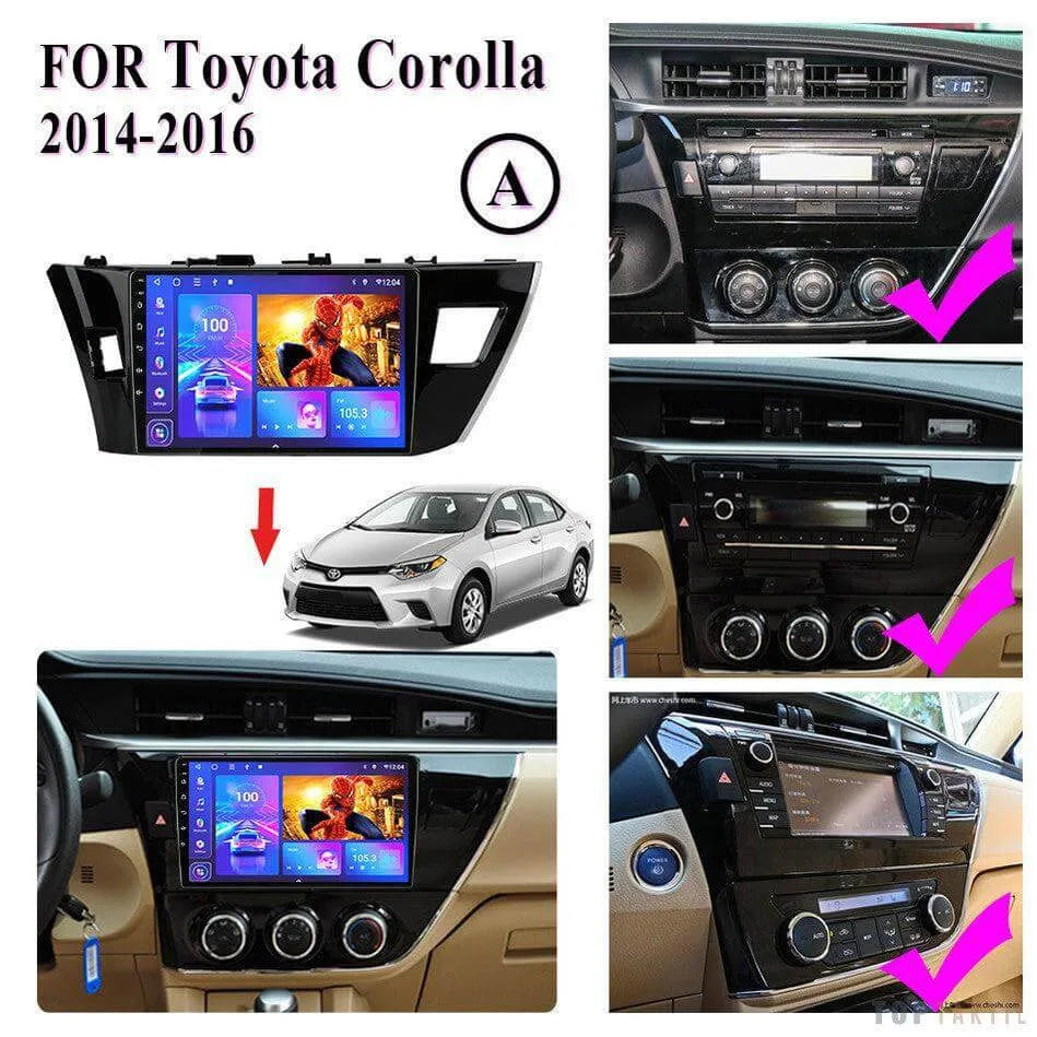 Poste Android13 -4G-64 -Toyota Corolla 2014-2016 -Camera Hd 1080P | Autoradio | Android 14 | Écran Tactile | CarPlay | Bluetooth | GPS