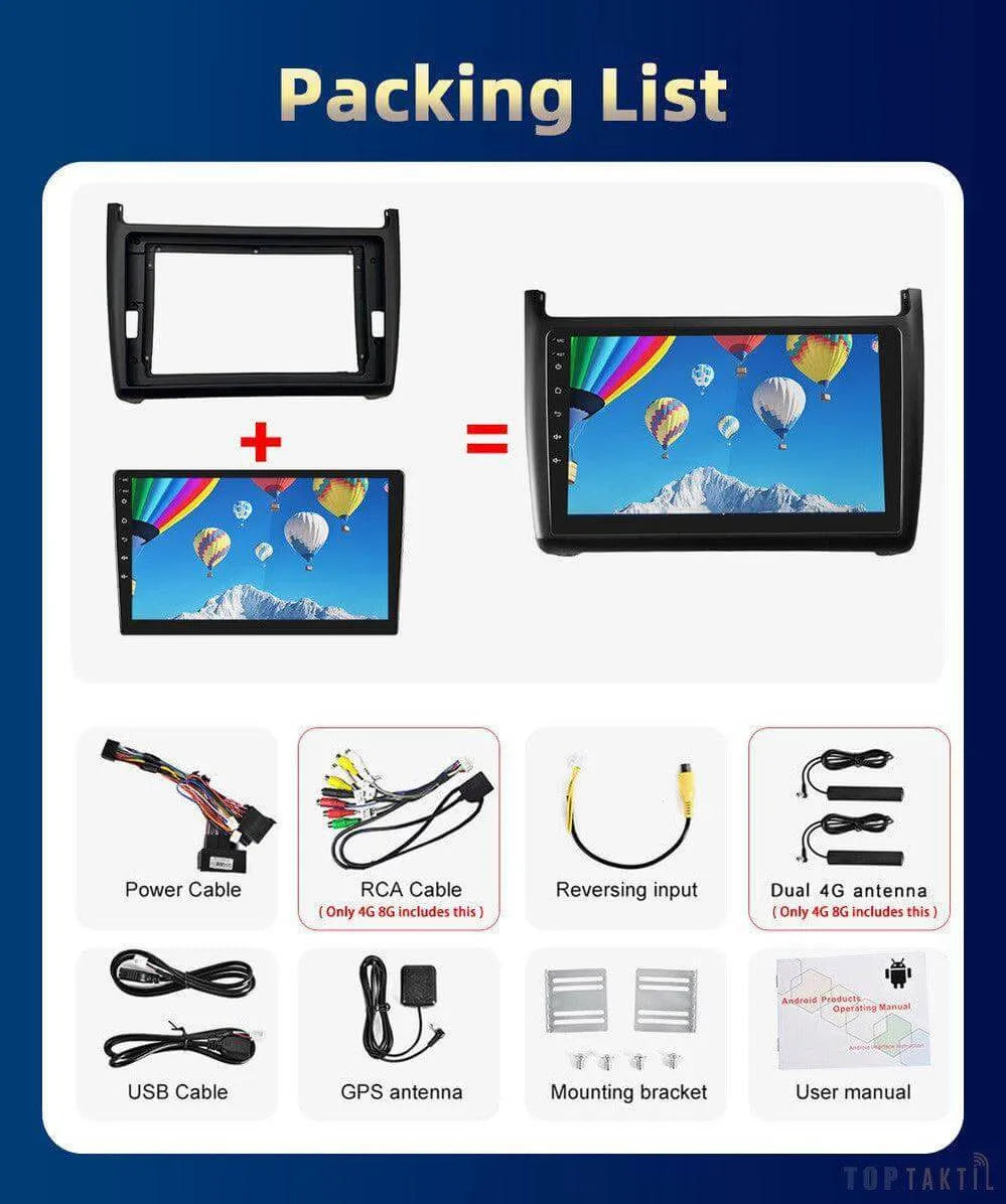 Poste Autoradio Android 13//4G-64G-Volkswagen Polo 2008-2016 | Android 14 | Écran Tactile | CarPlay | Bluetooth | GPS