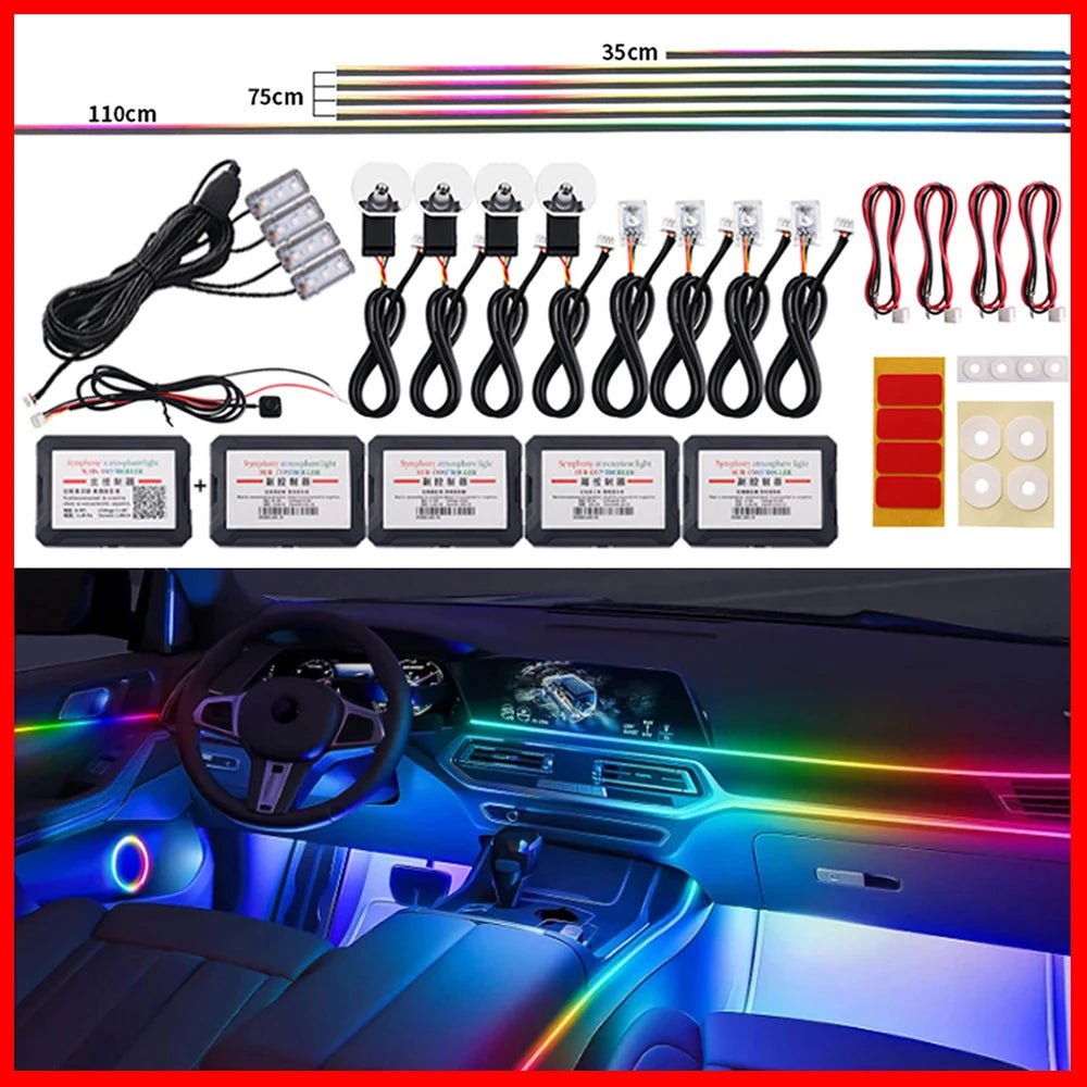 Led d'ambiance intérieures de voiture en acrylique RGB 20 en 1 – Kit Asymphony - toptaktil