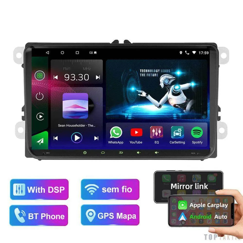 Volkswagen Android 13 De 9 Pouces 4G-64 | Autoradio | Android 14 | Écran Tactile | CarPlay | Bluetooth | GPS