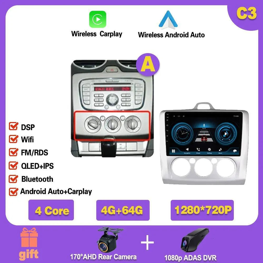 Poste Android13//4G-64//Ford Focus 2004-2011/Carplay-Android Auto | Autoradio | Android 14 | Écran Tactile | Bluetooth | GPS