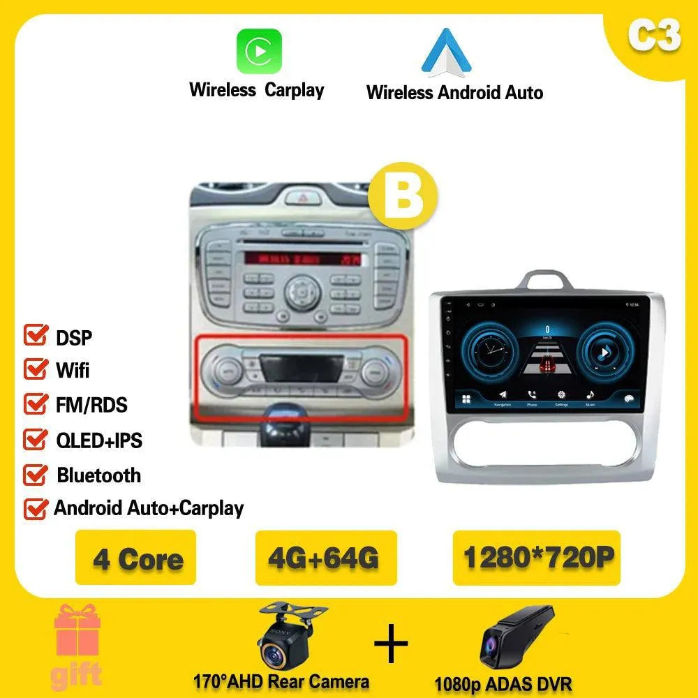 Poste Android13//4G-64//Ford Focus 2004-2011/Carplay-Android Auto | Autoradio | Android 14 | Écran Tactile | Bluetooth | GPS