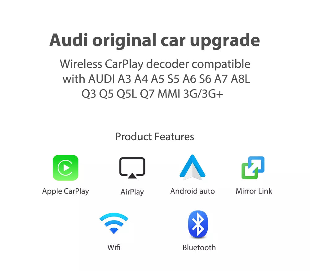 Apple CarPlay sans fil | Rétrofit pour Audi | Android Auto | Décodeur | Intégration
