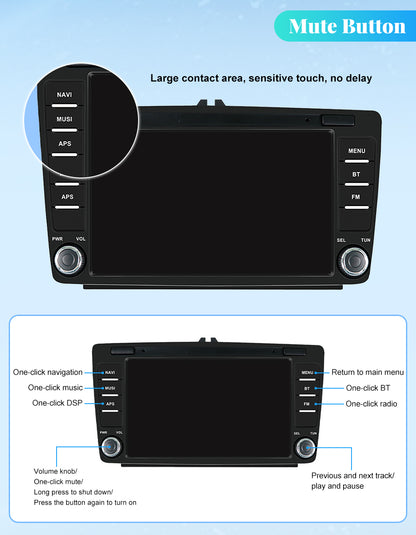 Autoradio Android 8" Spécial Skoda 4 Go RAM + 64 Go ROM