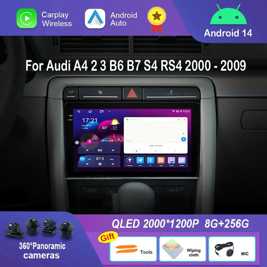 Poste Autoradio Android 13 -4G-64G -Audi A4 2002-2008 - Camera Hd 1080P | Android 14 | Écran Tactile | CarPlay | Bluetooth | GPS