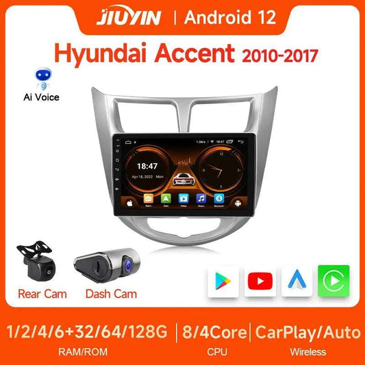 Poste Android13//4G-64//Hyundai Accent 2011-2016/Carplay-Android Auto | Autoradio | Android 14 | Écran Tactile | Bluetooth | GPS