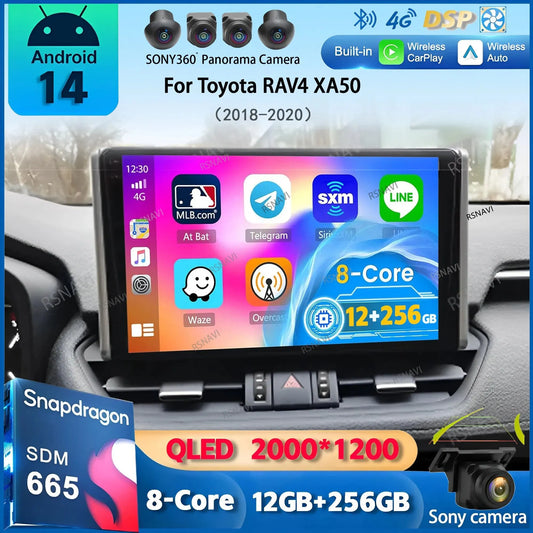 Poste Autoradio Android 14 -4G-64 -Toyota Rav4 2019 -Camera Hd 1080P | Écran Tactile | CarPlay | Bluetooth | GPS