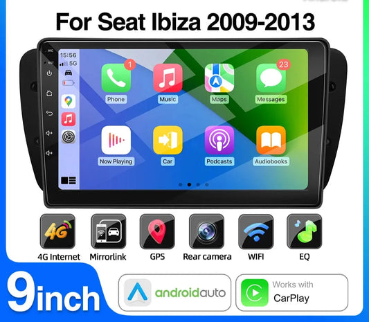 Poste Android 14//4G-64// Seat Ibiza 2009-2013/Camera Hd 1080P | Autoradio | Écran Tactile | CarPlay | Bluetooth | GPS