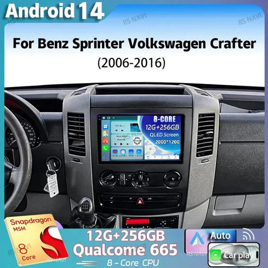 Poste Android Mercedes Sprinter/B200/Bclass/W245/B170/W169 | Autoradio | Android 14 | Écran Tactile | CarPlay | Bluetooth | GPS