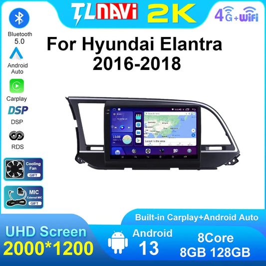 Poste Android 13 Hyundai Elantra 2016-2018 -4G-64 -Camera Hd 1080P | Autoradio | Android 14 | Écran Tactile | CarPlay | Bluetooth | GPS