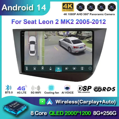 Poste Android 13//4G-64// Seat Leon 2005-2012/Camera Hd 1080 P | Autoradio | Android 14 | Écran Tactile | CarPlay | Bluetooth | GPS