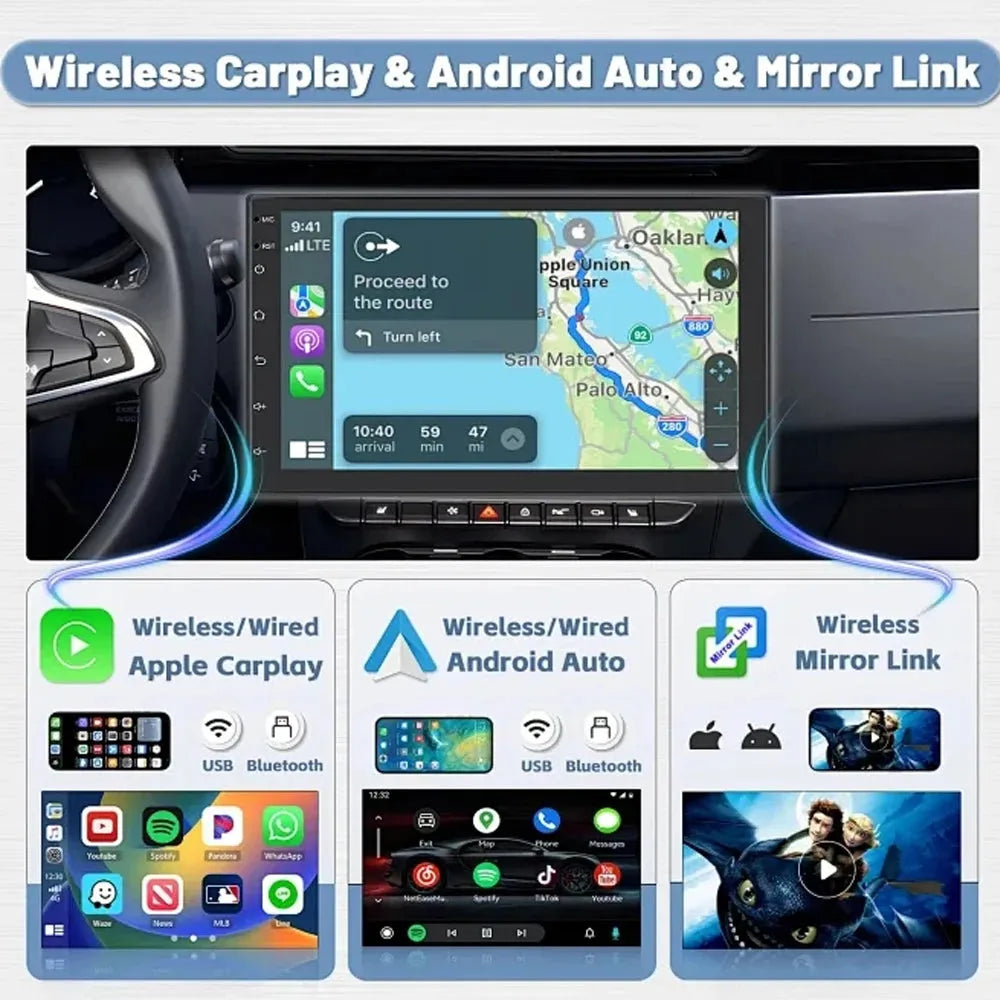 Autoradio Android 14 Ford Kuga C-Max Escape -4G_64 - Camera Hd 1080P | Écran Tactile | CarPlay | Bluetooth | GPS