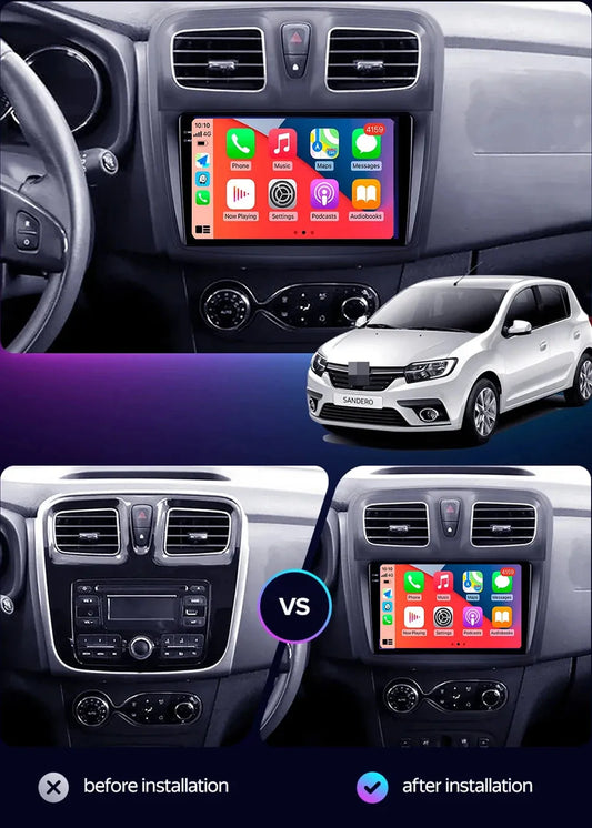 Poste Autoradio Android 13//4G-64G-Dacia Sandero-Logan 2013-2019 | Android 14 | Écran Tactile | CarPlay | Bluetooth | GPS