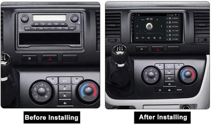 Autoradio Android 12 à écran tactile 10,1" pour Toyota Hiace (2013-2018) - 2+32 Go, CarPlay, Android Auto, GPS, FM, SWC, prise en charge de la vue arrière, kit de tableau de bord stéréo