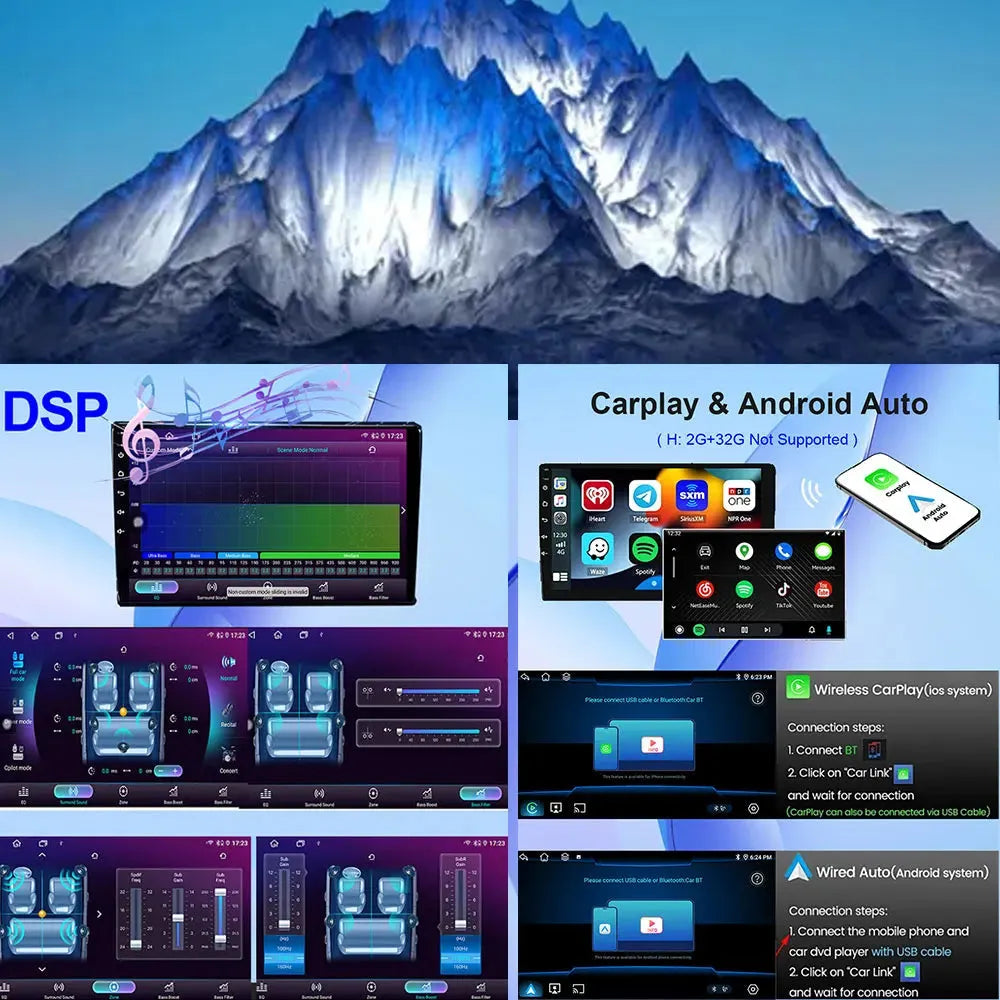 Autoradio Fiat Doblo Maxi -4G_64 - Android 14 - Camera Hd 1080P | Écran Tactile | CarPlay | Bluetooth | GPS