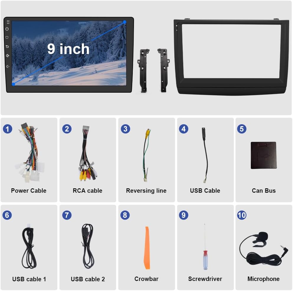 [2+32G] Autoradio Android 12 pour Toyota Prius 2003-2009, radio Bluetooth à écran tactile 9" avec CarPlay sans fil, Android Auto, WiFi, GPS et caméra de recul