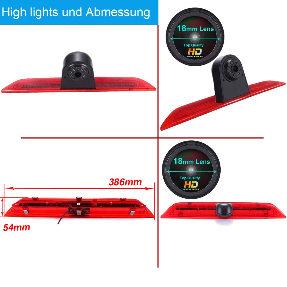 1280 * 720 Voiture Troisième monté sur Le Toit Haut caméra lumière de Frein Vue arrière Voiture de Vision caméra de Recul pour Ford Transit Tourneo Custom Jumbo V363 F150 F250 F350 V636 MK8 2012-2020