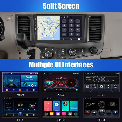 Autoradio Android 13 pour Toyota Sienna 2004-2010 : CarPlay sans fil, Android Auto, 2G+32G, SWC, WiFi, GPS, DSP, Bluetooth, FM