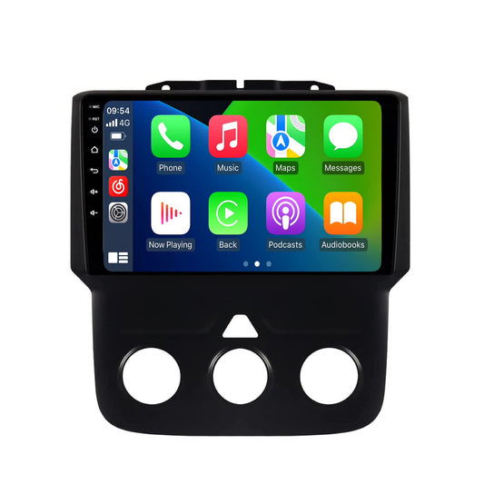 Autoradio stéréo 4+64 Go pour Dodge Ram 1500-3500 (2013-2019) avec AC manuel, Android 13 8 cœurs, QLED Touch 9", CarPlay/Android Auto, kit de tableau de bord de mise à niveau DSP/RDS