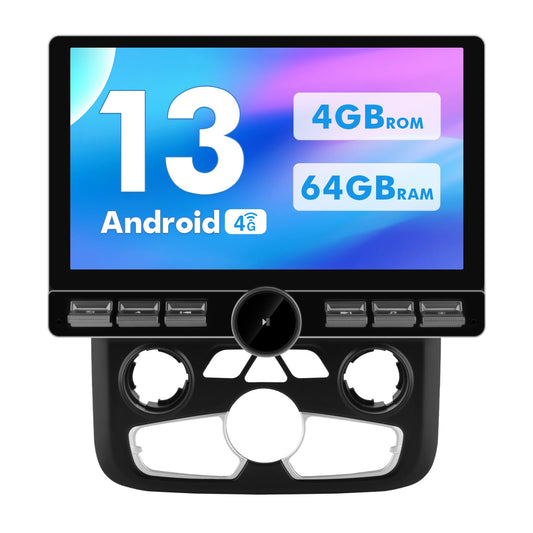 Autoradio Android pour Dodge Ram 2013-2019 : écran 10,6", 4G+64G Qualcomm 6215, Carplay/Android Auto, BT/WiFi/GPS/AM/FM/SWC/4G (SIM non inclus), AUTO AC