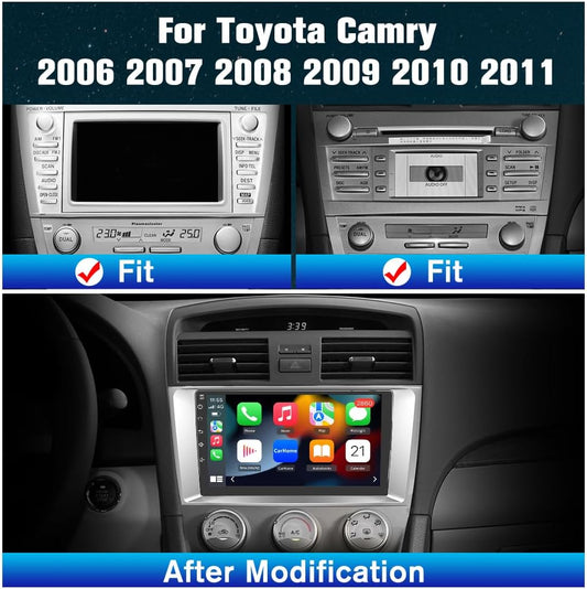 Autoradio Android 13 pour Toyota Camry 2006-2011, CarPlay sans fil/Android Auto, 2G+64G, SWC, WiFi, GPS, DSP, BT, FM, caméra de recul