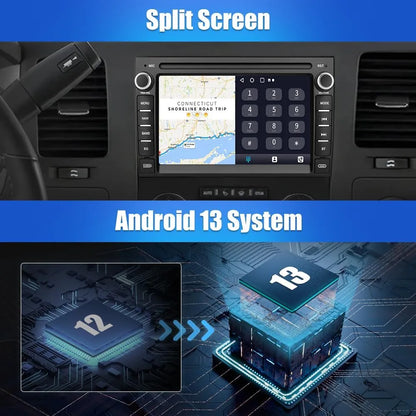 Autoradio Android 13 pour Chevrolet Silverado/GMC Sierra 2007-2013, écran tactile IPS 7", CarPlay/Android Auto, Bluetooth, GPS, 2 Go de RAM, 32 Go de ROM