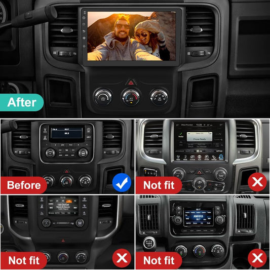 Autoradio [2+64 Go] pour Dodge RAM 1500 (2013-2018) – Carplay sans fil/Android Auto, Bluetooth, AM/FM, GPS, AC manuel uniquement