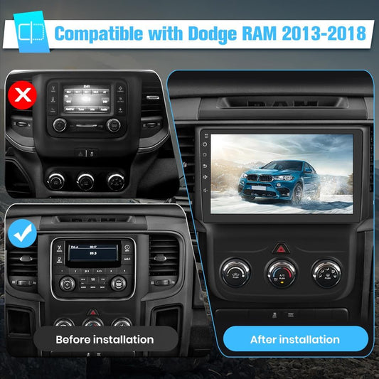 Autoradio Android 9" pour Dodge RAM 1500-3500 (2013-2018) avec WiFi 5G, CarPlay, Android Auto, 2+32 Go - Manuel AC uniquement