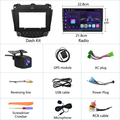 Autoradio Stéréo 10" Tactile 2+64GB pour Honda Accord 7ème Gén. 2003-2007 avec CarPlay et Android Auto