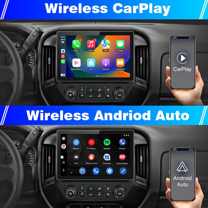 Autoradio stéréo 13,1" [6G + 128G] pour Chevrolet Silverado/GMC Sierra 2014-2018, GPS, WiFi, SWC, CarPlay sans fil, Android Auto