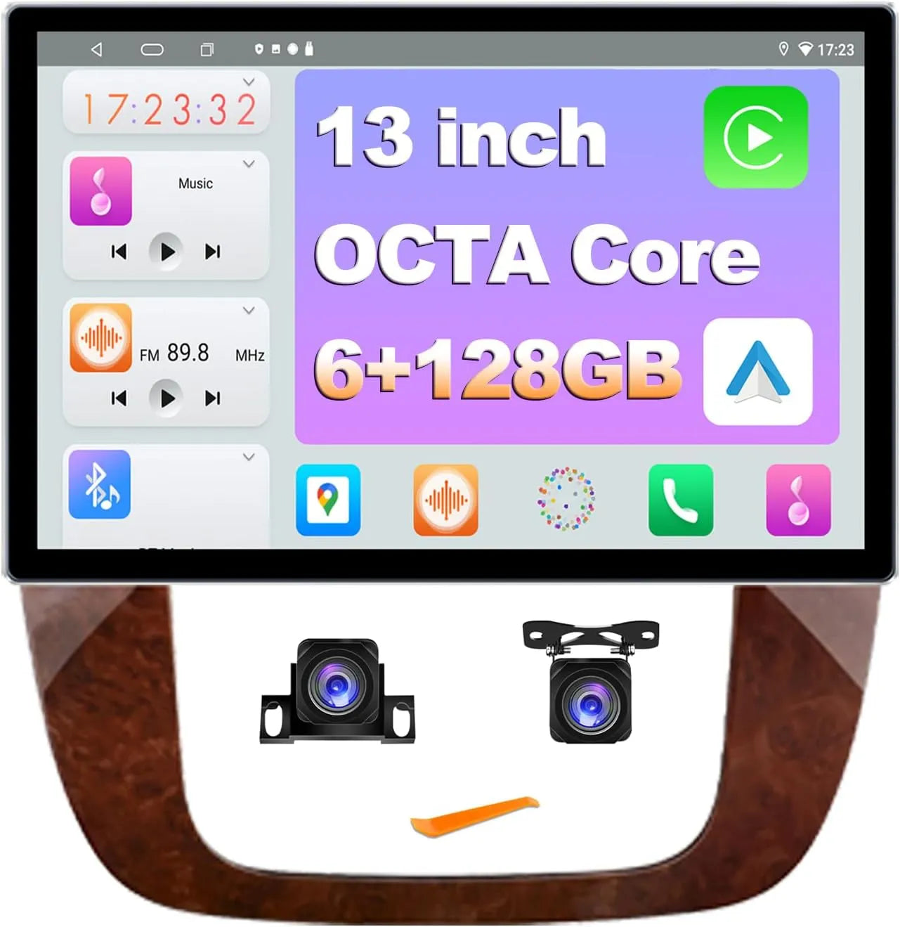 [6 + 128 Go] Autoradio Android 13" pour Chevrolet Tahoe/Suburban/GMC Yukon 2008-2012 : écran tactile QLED, GPS, caméras avant/arrière, DSP, AM/FM/RDS, SWC, Octa-Core