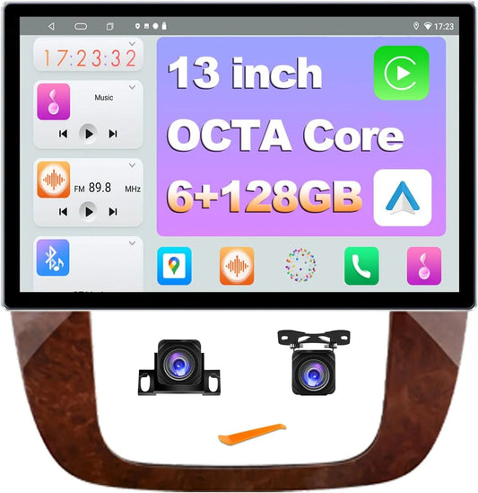 [6 + 128 Go] Autoradio Android 13" pour Chevrolet Tahoe/Suburban/GMC Yukon 2008-2012 : écran tactile QLED, GPS, caméras avant/arrière, DSP, AM/FM/RDS, SWC, Octa-Core