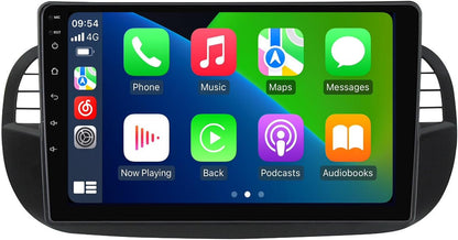 Écran tactile QLED 9" Android 13 stéréo pour Fiat 500/500C (2007-2015) - 8 cœurs, 2+32 Go, Car-Play, Android Auto, GPS, SWC, DSP, RDS, vue arrière, kit de tableau de bord de remplacement radio