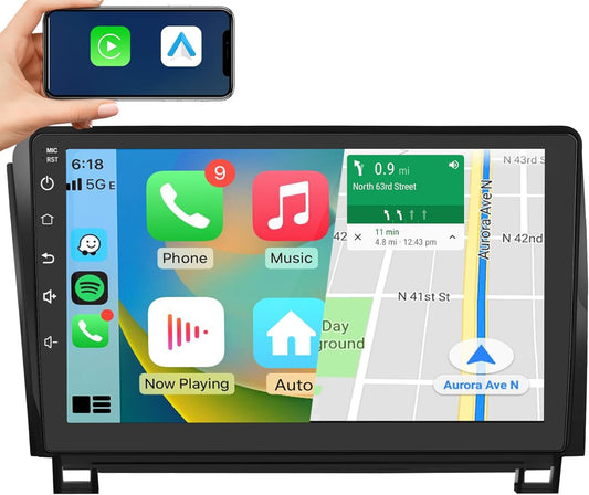 Mise à niveau stéréo de voiture WiFi 5G pour Toyota Tundra 2007-2013 et Sequoia 2008-2018, radio à écran tactile avec CarPlay sans fil, Android Auto, AM/FM, 2 Go + 32 Go